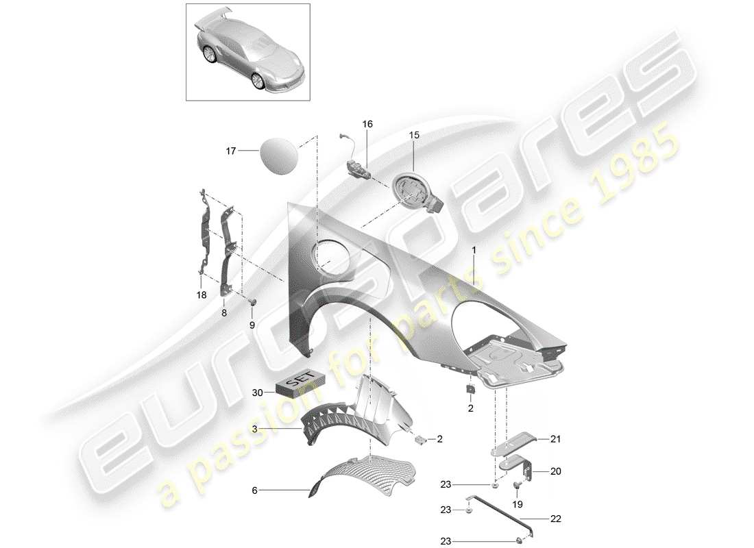 porsche 2015 (991-1 r/gt3/rs) fender teilediagramm