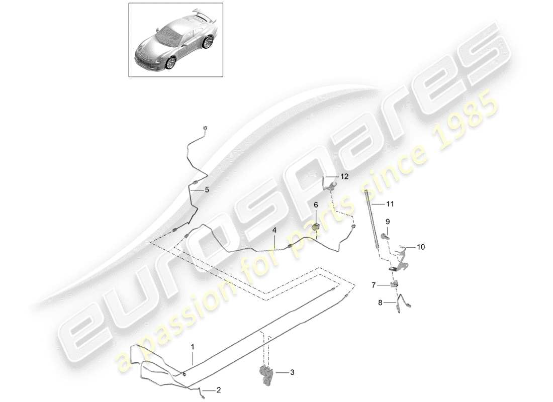 porsche 2019 (991-2 r/gt3/rs) bremsleitung ersatzteildiagramm