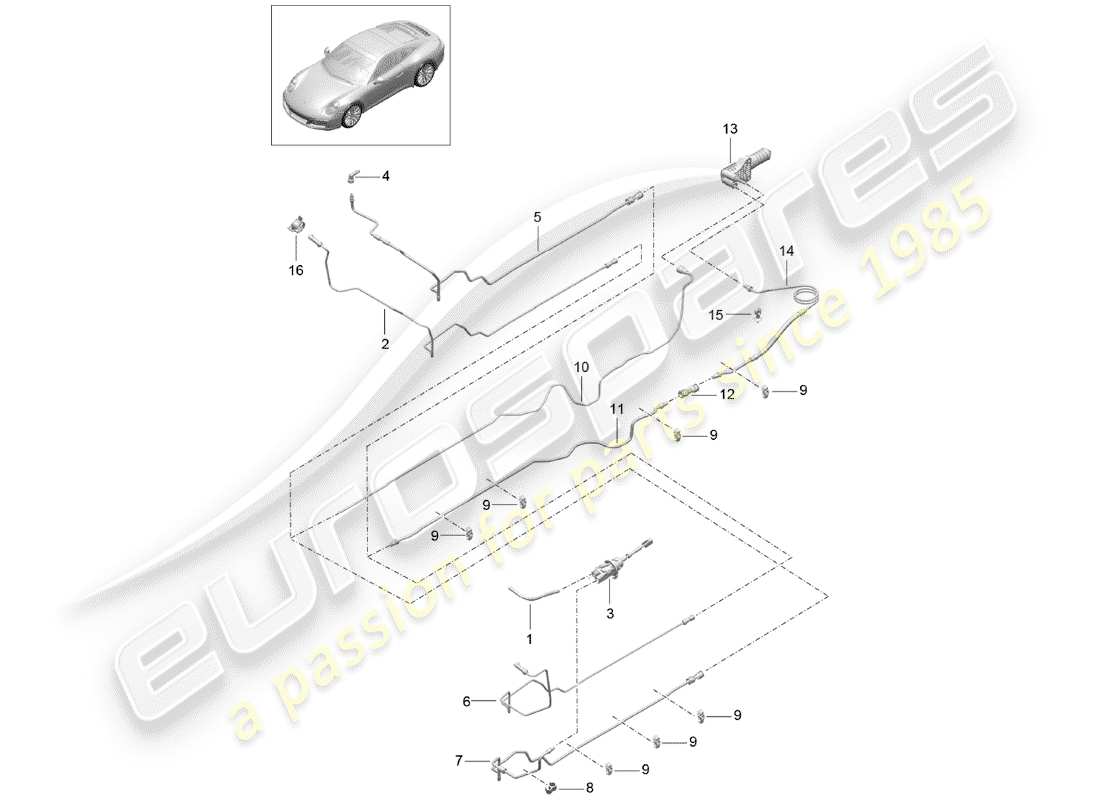 porsche 2018 (991-2) hydraulische kupplung ersatzteildiagramm