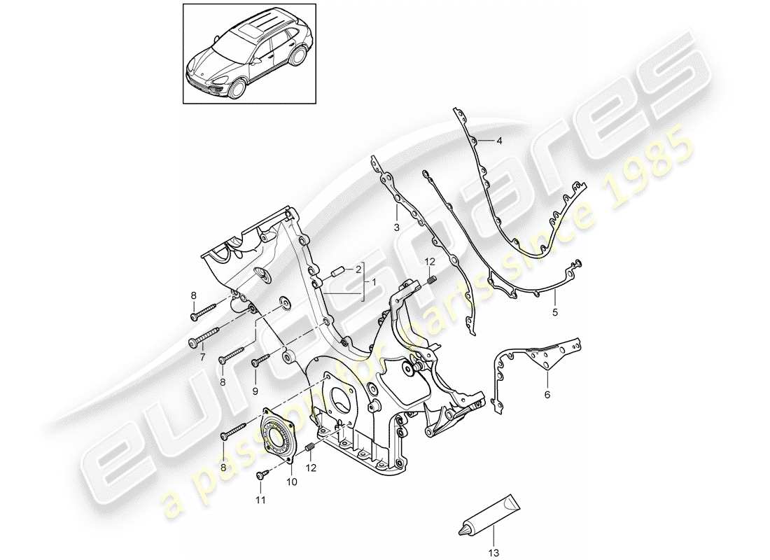 porsche 2013 (cayenne e2 92a) abdeckung für steuerkette ersatzteildiagramm