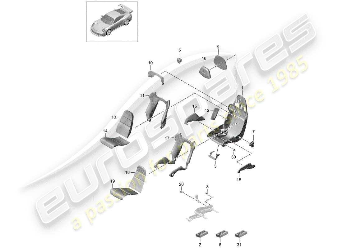 porsche 2020 (991-2 turbo) seat-ersatzteildiagramm