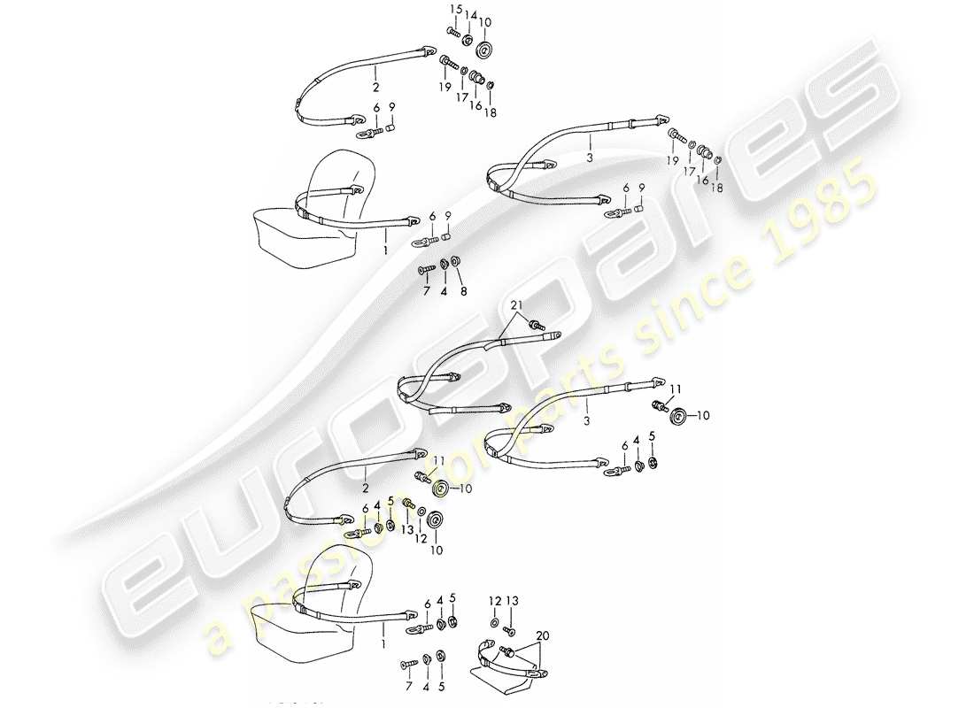 porsche 1969 (911/912) sicherheitsgurt - d >> - mj 1968 ersatzteildiagramm