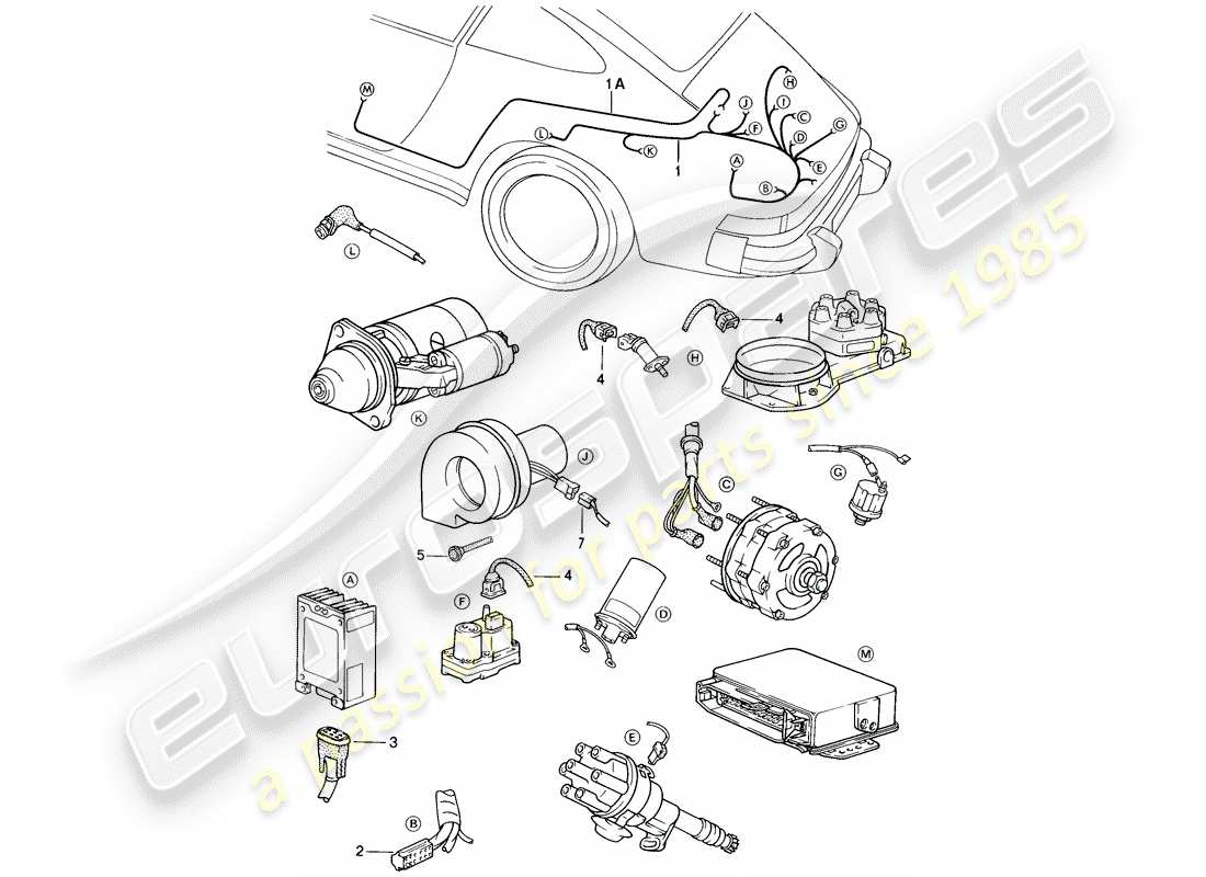 porsche 1986 (911) kabelsträume – motor teilediagramm