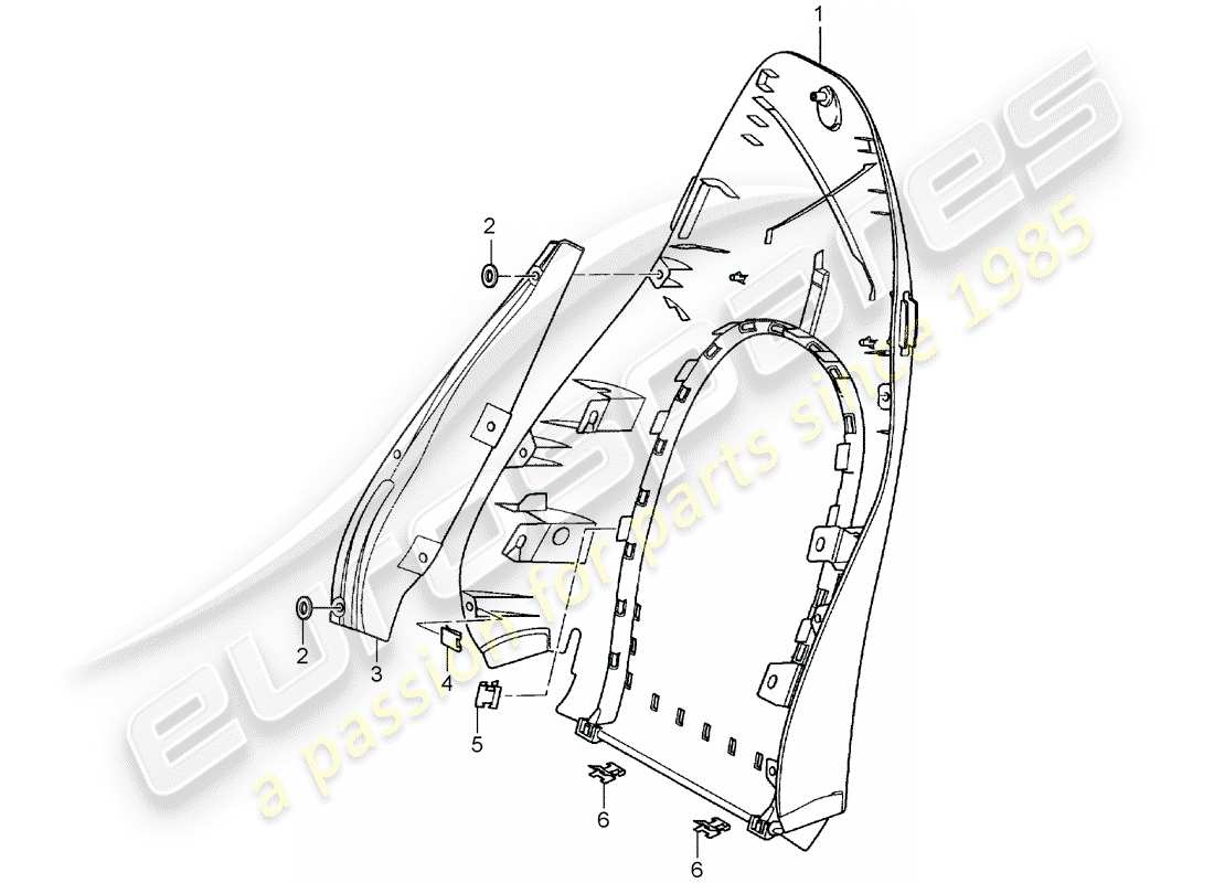 porsche 2003 (996 turbo / gt2) rückenschale - standardsitz - komfortsitz ersatzteildiagramm