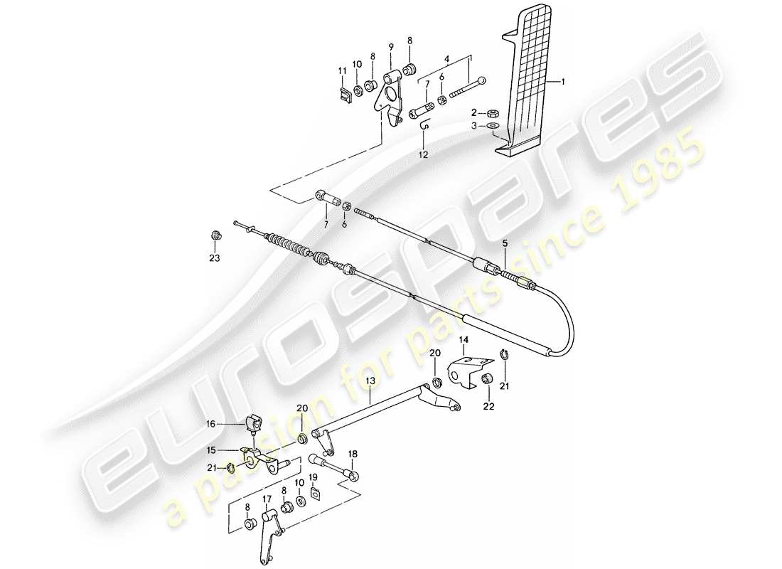porsche 1995 (993) pedale - drosselklappensteuerung teilediagramm