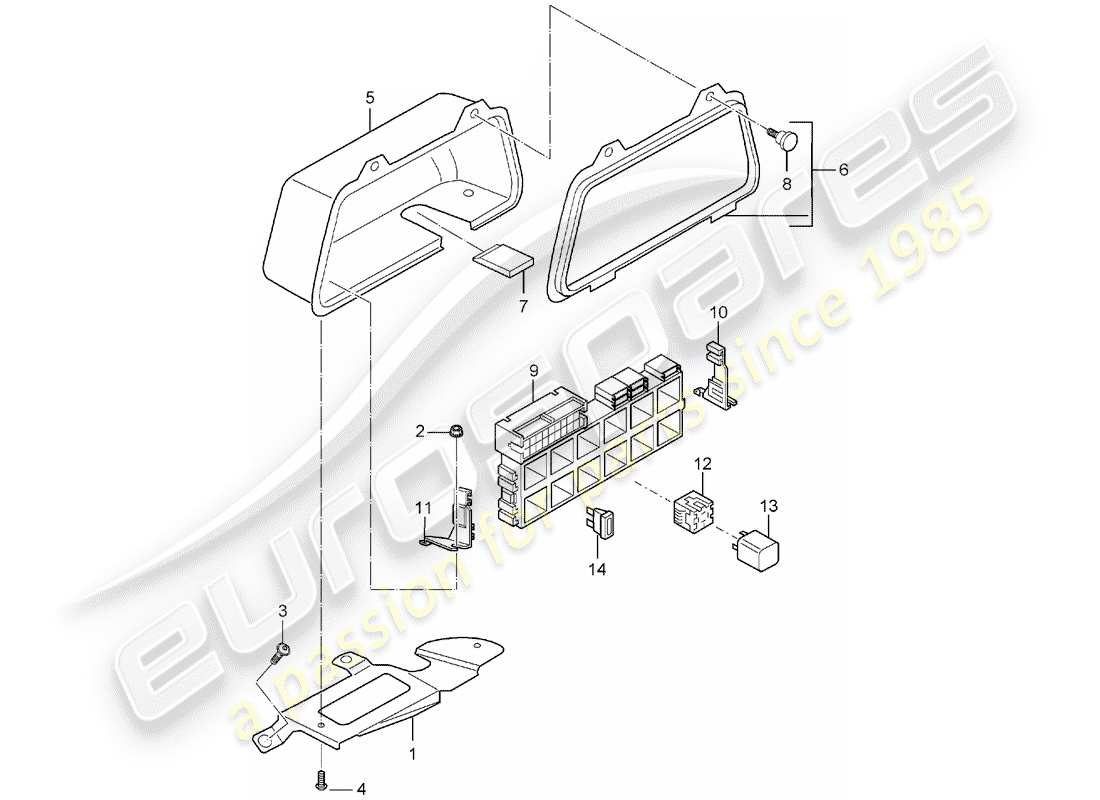 porsche 2005 (carrera gt) sicherungskasten/relaisplatte - hinteres ende ersatzteildiagramm