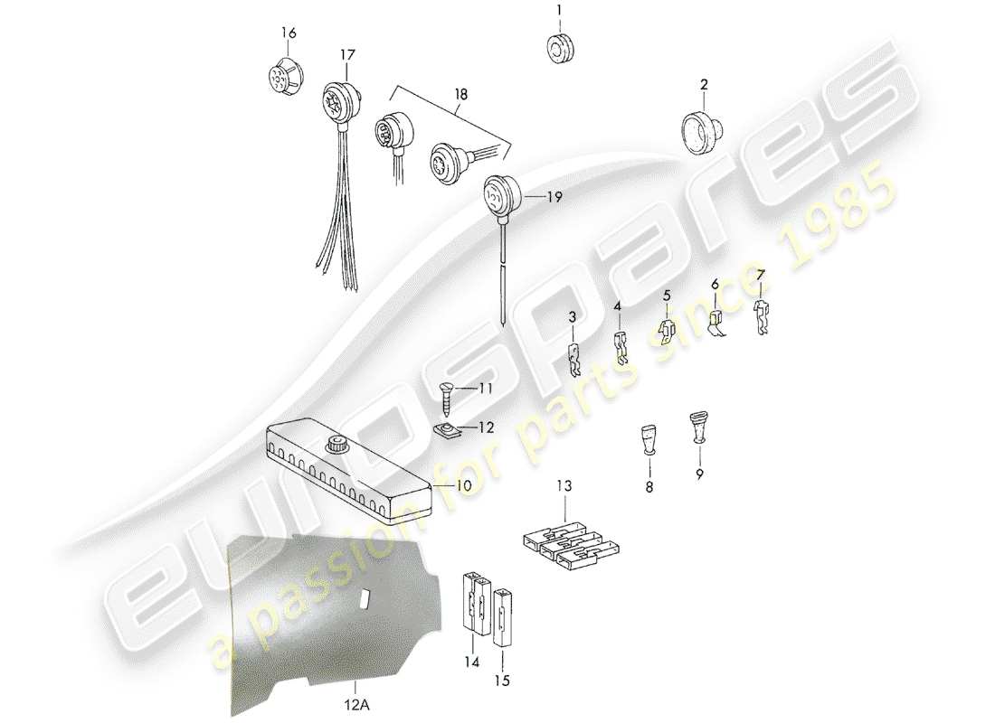 porsche 1965 (911/912) tüllen - verbinder ersatzteildiagramm