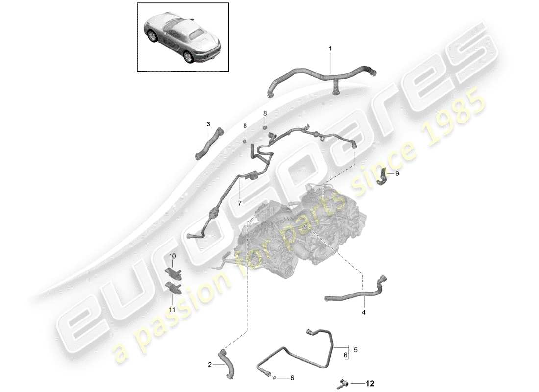porsche 2017 (718 boxster) kurbelgehäuse-teilediagramm