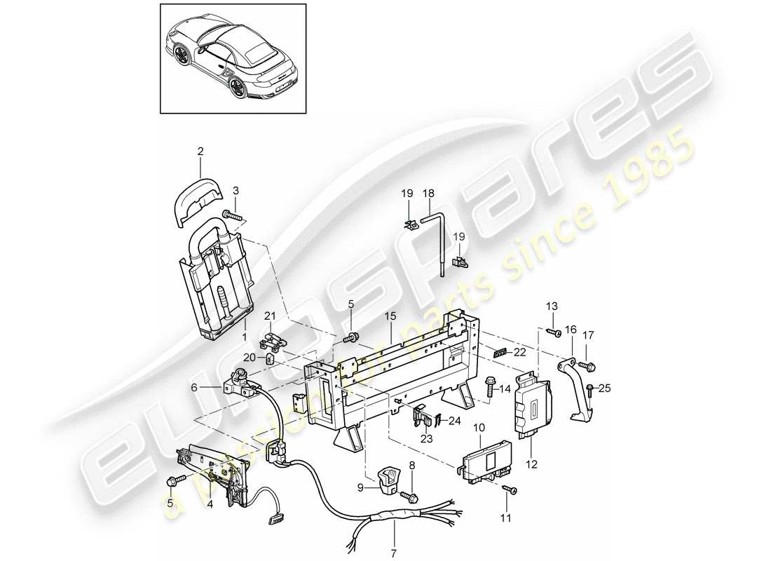 porsche 2012 (997-2 turbo / gt2 rs) roll bar-ersatzteildiagramm