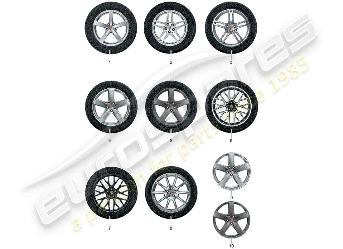 porsche 2014 (tequipment macan) 1 set aluminiumfelgen mit teilediagramm