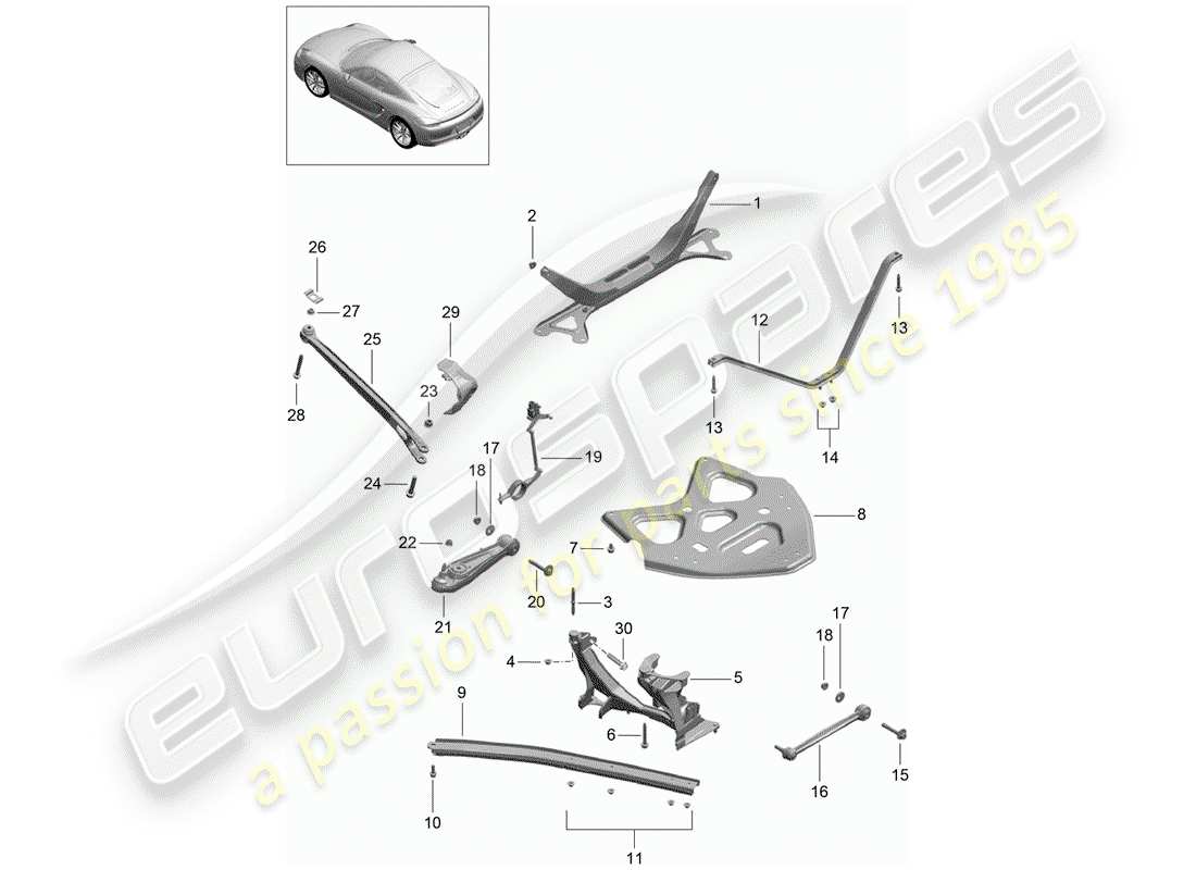 porsche 2015 (981 cayman) hinterachse teilediagramm