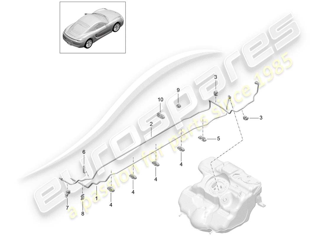 porsche 2014 (981 cayman) kraftstoffsystem teilediagramm