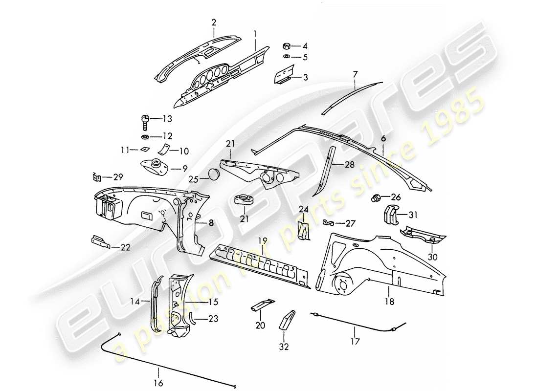 porsche 1966 (911/912) innenverkleidung - zum einbau werkstattmaterial verwenden ersatzteildiagramm