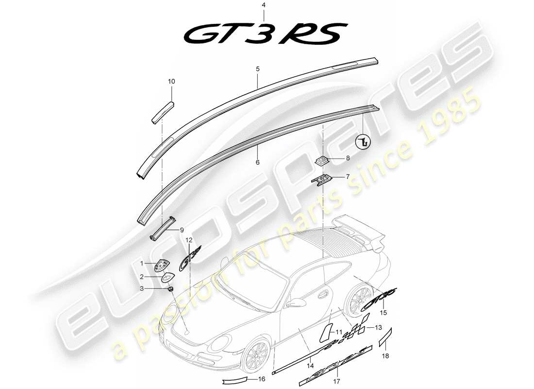porsche 2010 (997-2 gt3) namensschilder ersatzteildiagramm