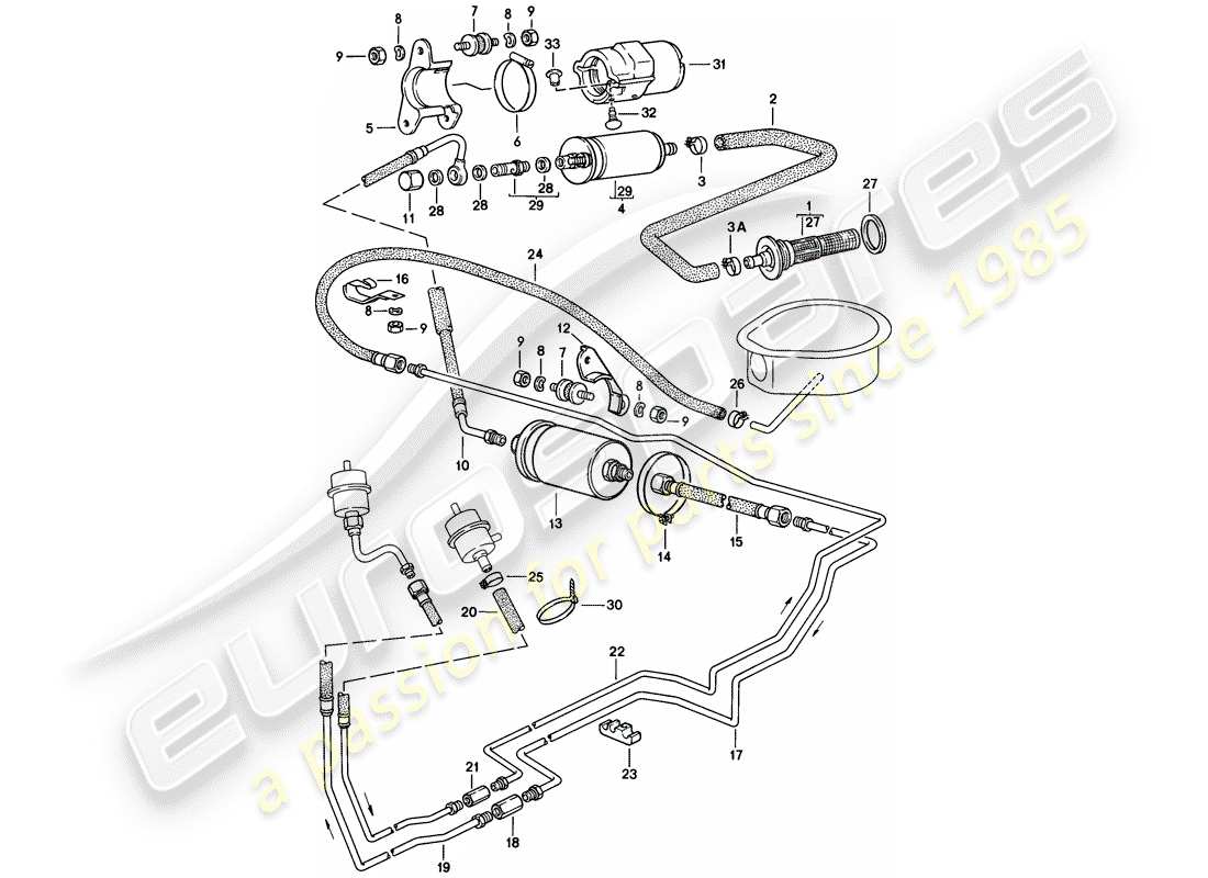 porsche 1982 (944) kraftstoffsystem teilediagramm
