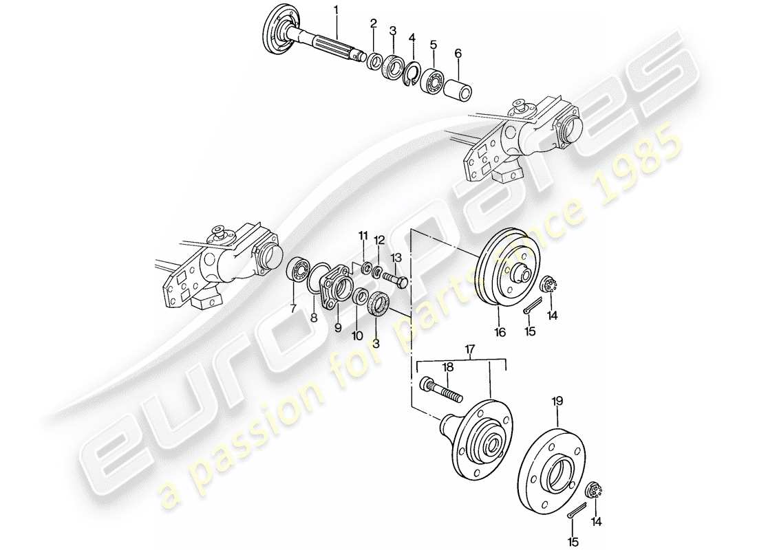 porsche 1977 (924) hinterradwelle - schmiermittel ersatzteildiagramm