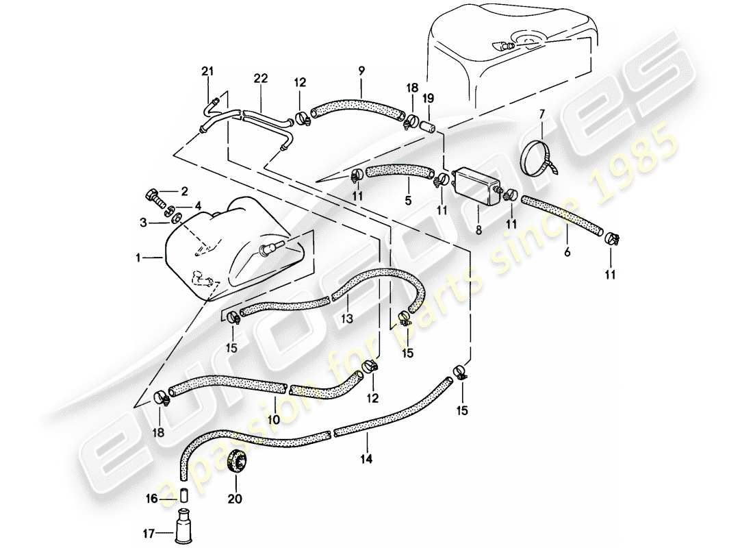 porsche 1986 (911) tankbelüftung teilediagramm