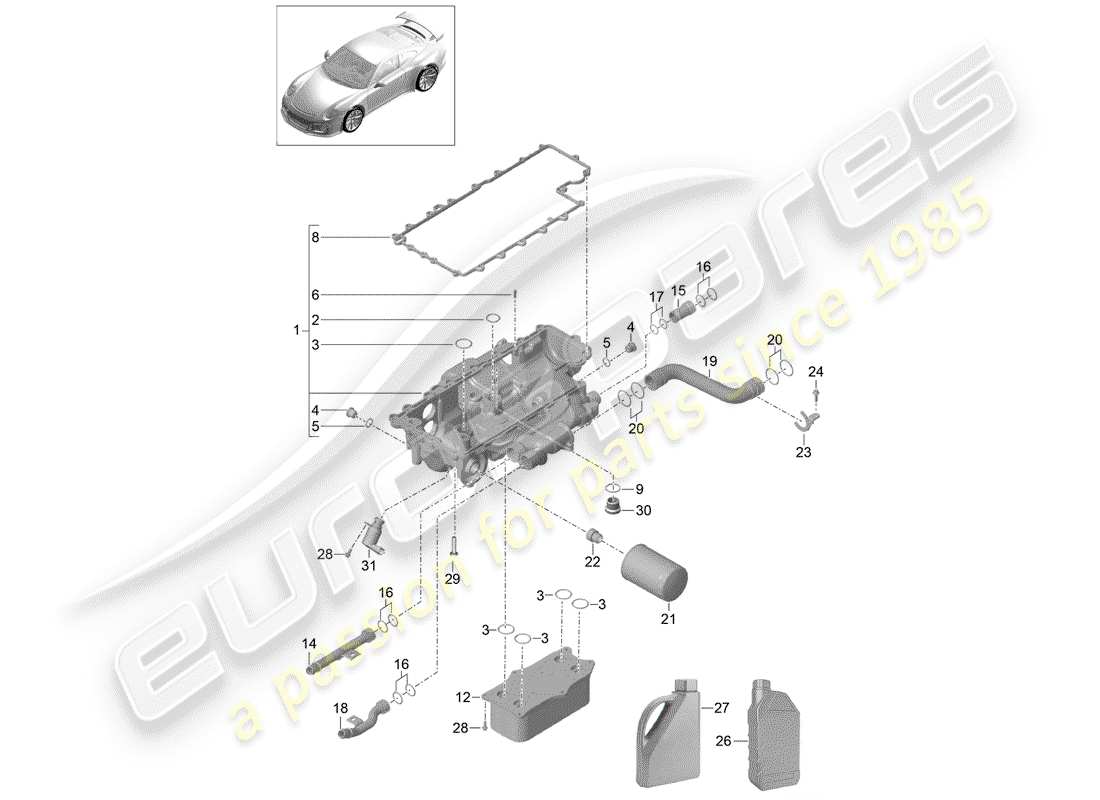 porsche 2017 (991-2 r/gt3/rs) ölfilter ersatzteildiagramm