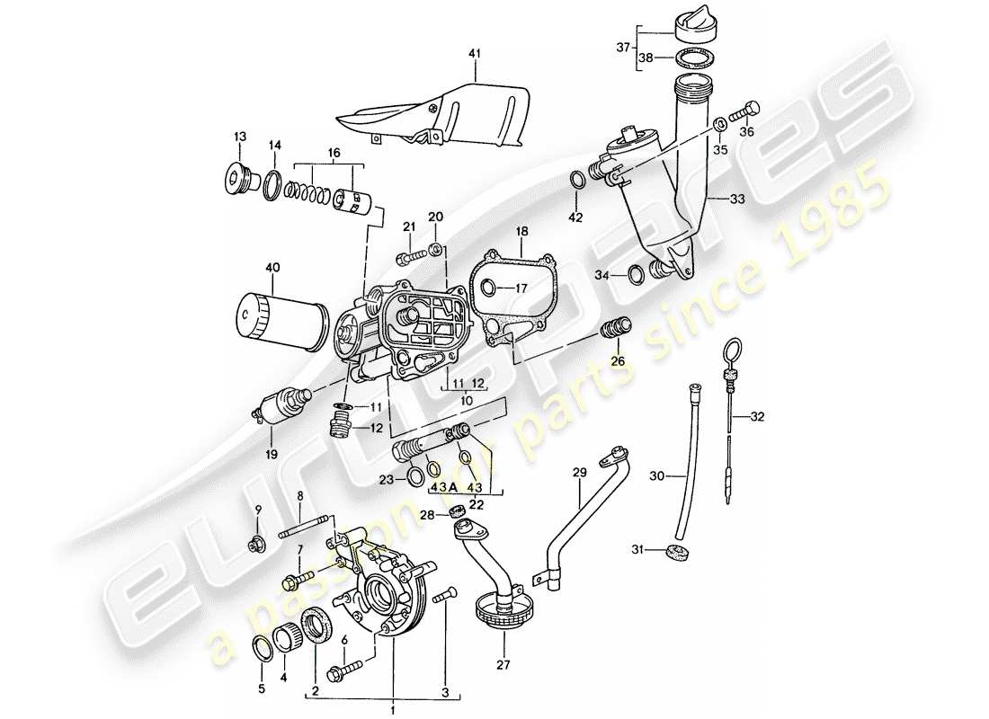porsche 1986 (944) motorschmierung teilediagramm