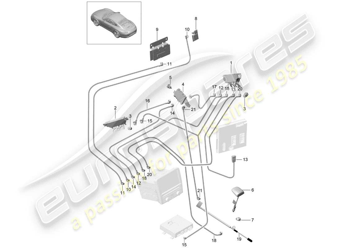 porsche 2015 (991-1) antennenverstärker teilediagramm