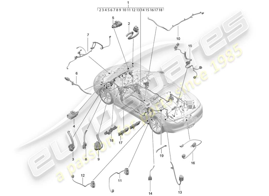 porsche 2014 (981 cayman) kabelbäume ersatzteildiagramm