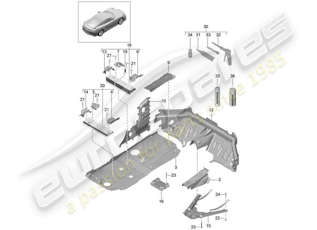 porsche 2016 (981 cayman gt4) floor-teilediagramm