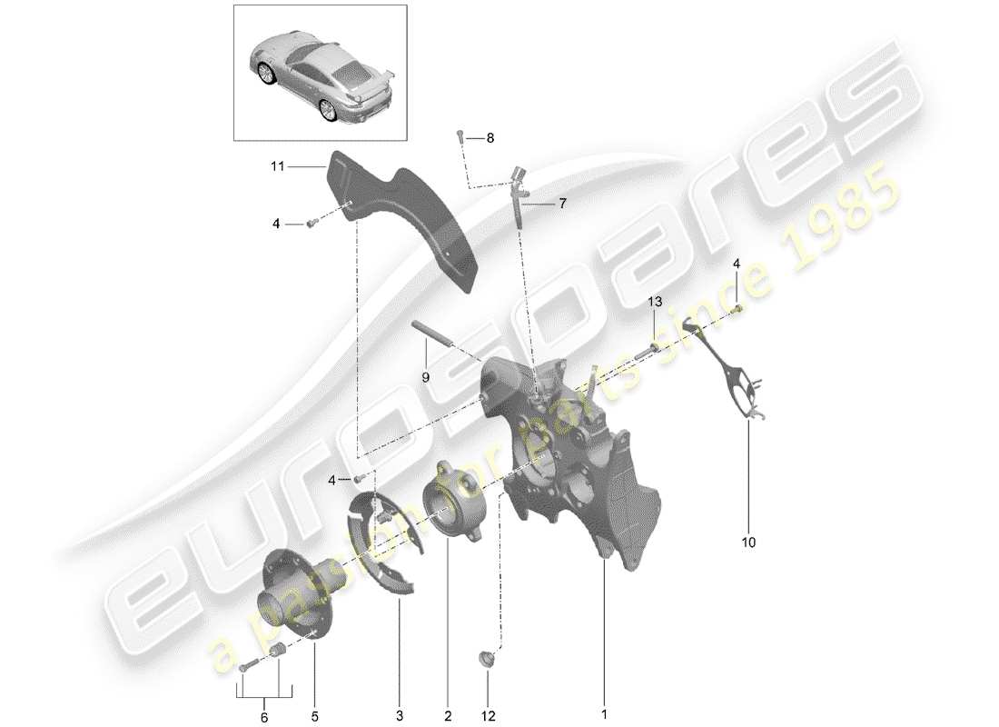 porsche 991 turbo (2015) radträger ersatzteildiagramm