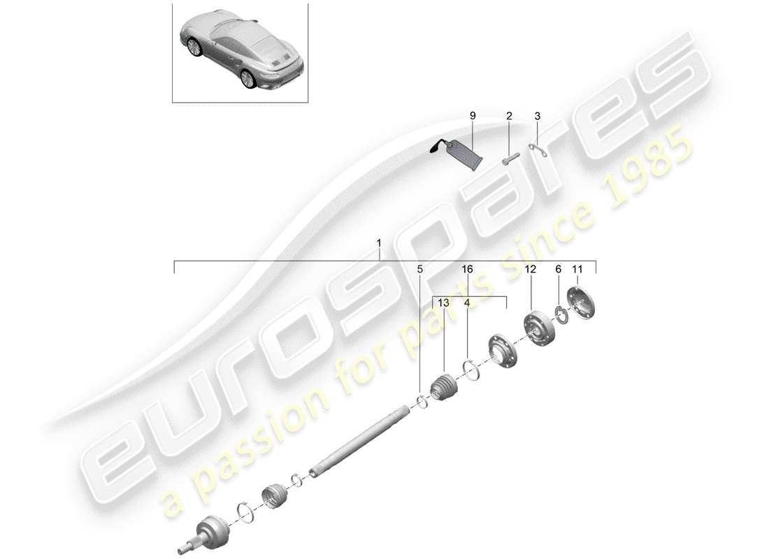porsche 2020 (991-2 turbo) antriebswelle teilediagramm