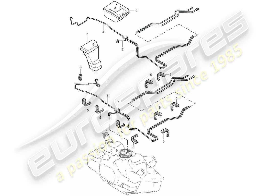 porsche 2005 (987 boxster) kraftstoffsystem teilediagramm