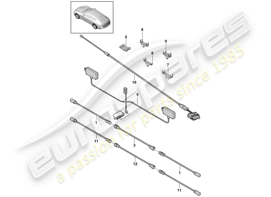 porsche panamera 971 (2017) antennenverbindungskabel teilediagramm