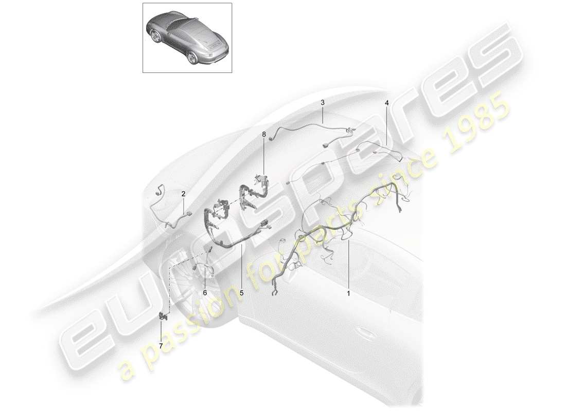 porsche 2014 (991-1) kabelbäume ersatzteildiagramm