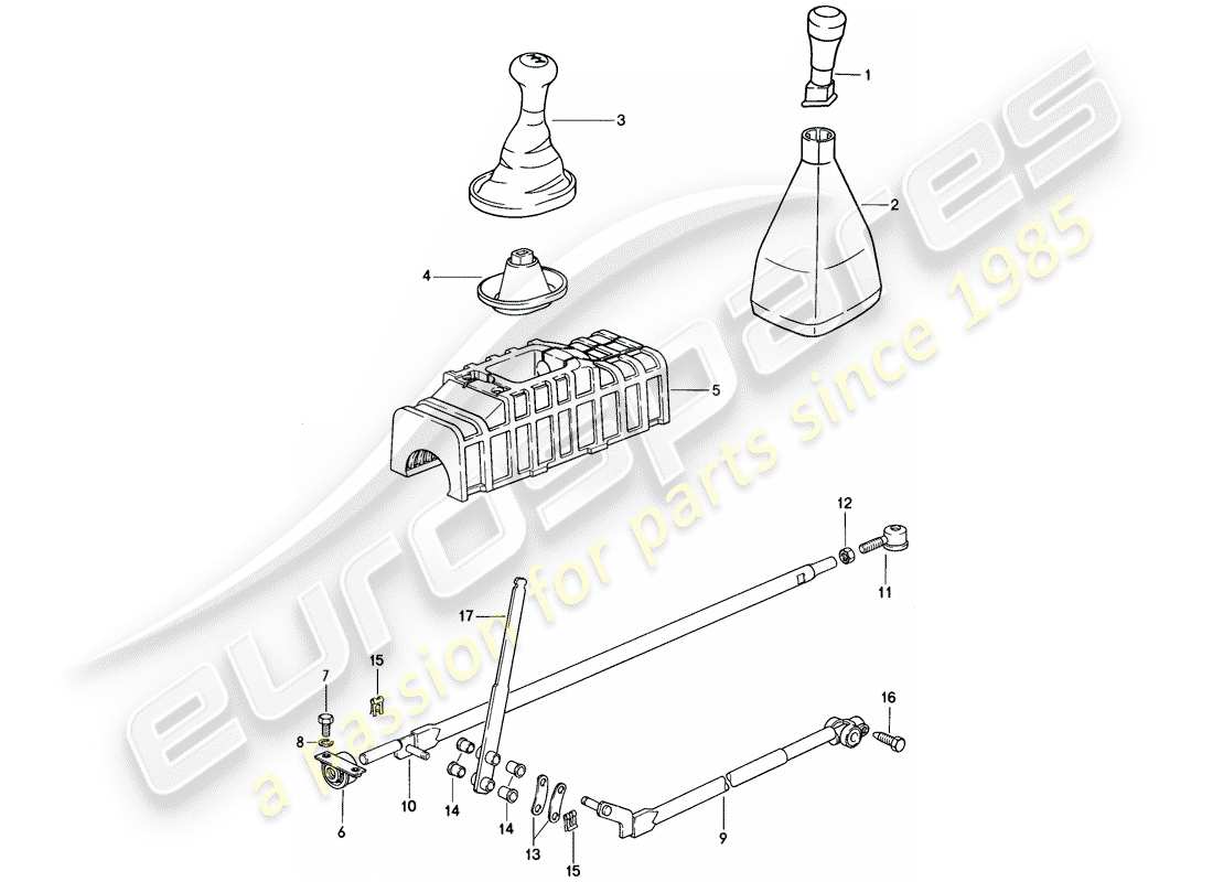 porsche 1978 (924) schaltmechanismus - handschaltgetriebe ersatzteildiagramm