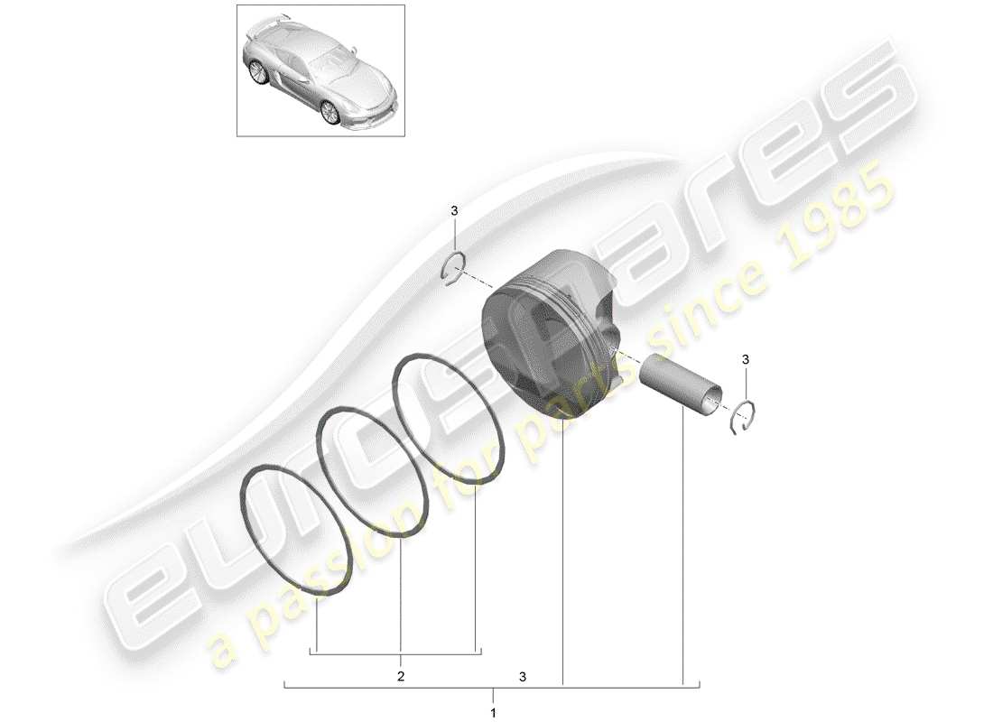 porsche 2016 (981 cayman gt4) kolben-teilediagramm