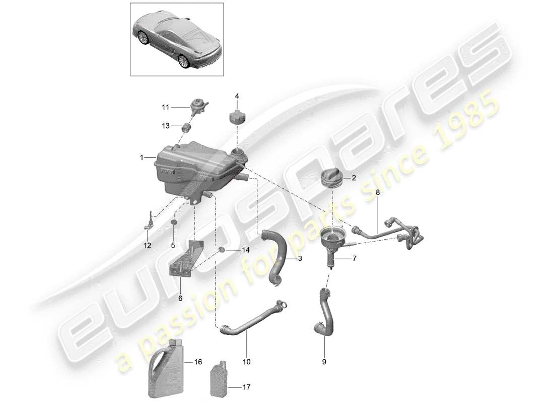 porsche 2016 (981 cayman gt4) wasserkühlung 3 ersatzteildiagramm