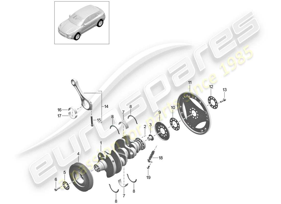 porsche 2017 (macan) kurbelwelle teilediagramm