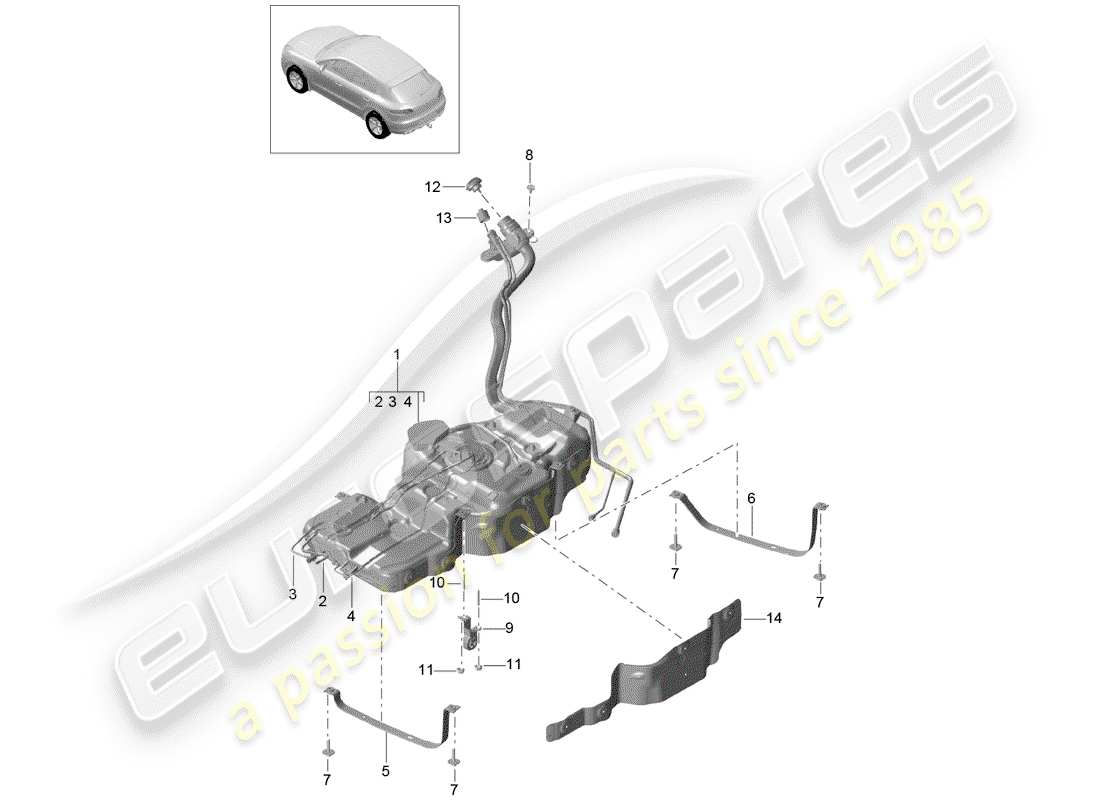 porsche 2017 (macan) kraftstofftank mit ersatzteildiagramm