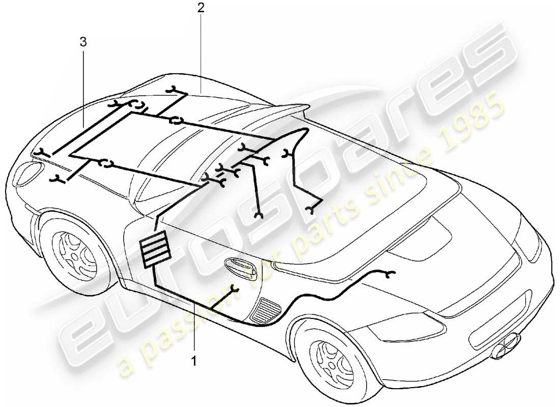 porsche 2005 (987 boxster) kabelbäume ersatzteildiagramm