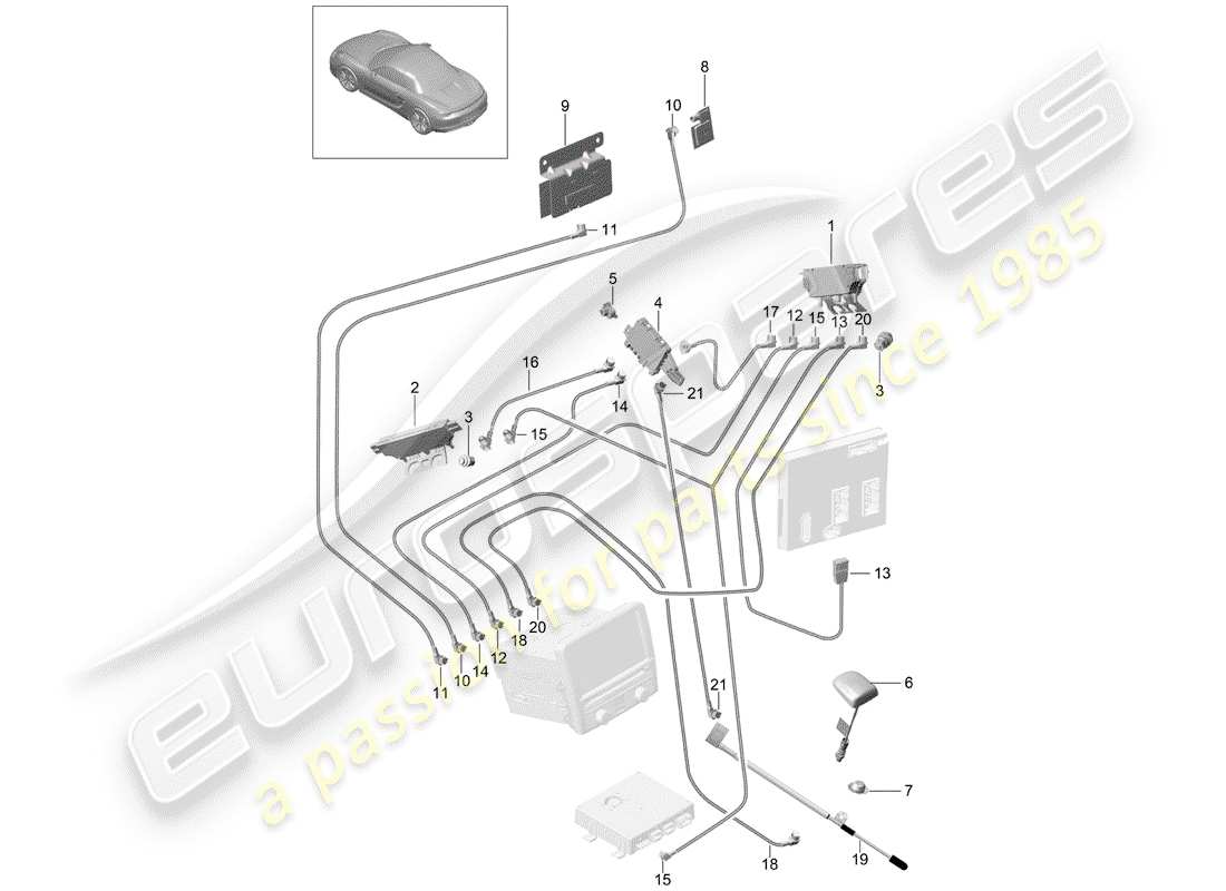 porsche 2016 (981 boxster) antennenverstärker teilediagramm