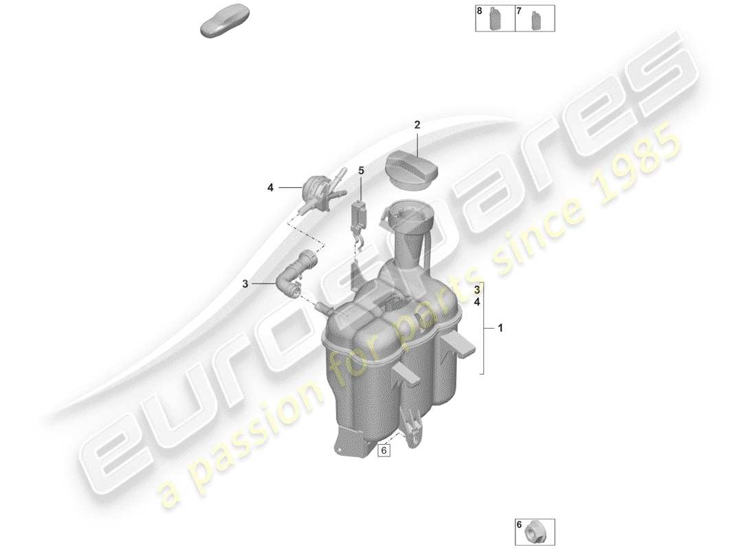 porsche 2020 (992-1) kühlmittelausgleichsbehälter - teilediagramm