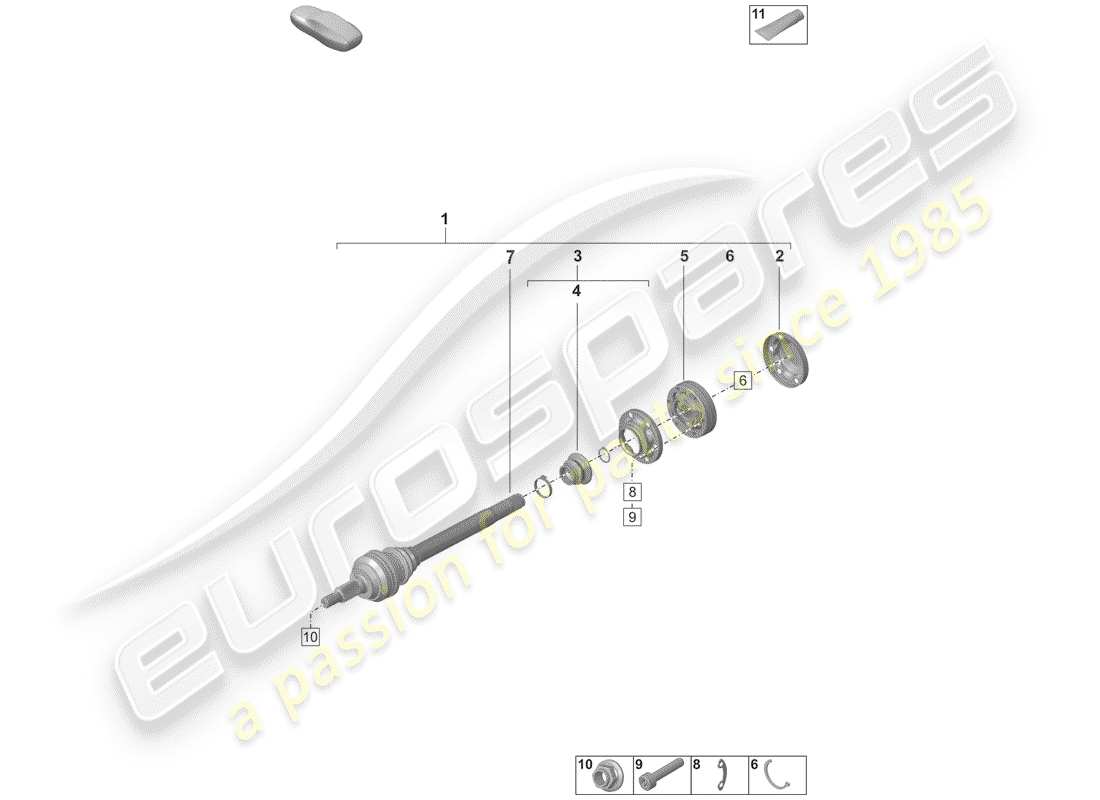 porsche 2020 (992-1) antriebswelle teilediagramm