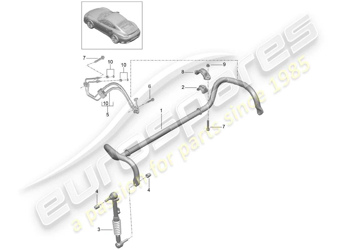 porsche 2019 (991-2 turbo) stabilisator teilediagramm