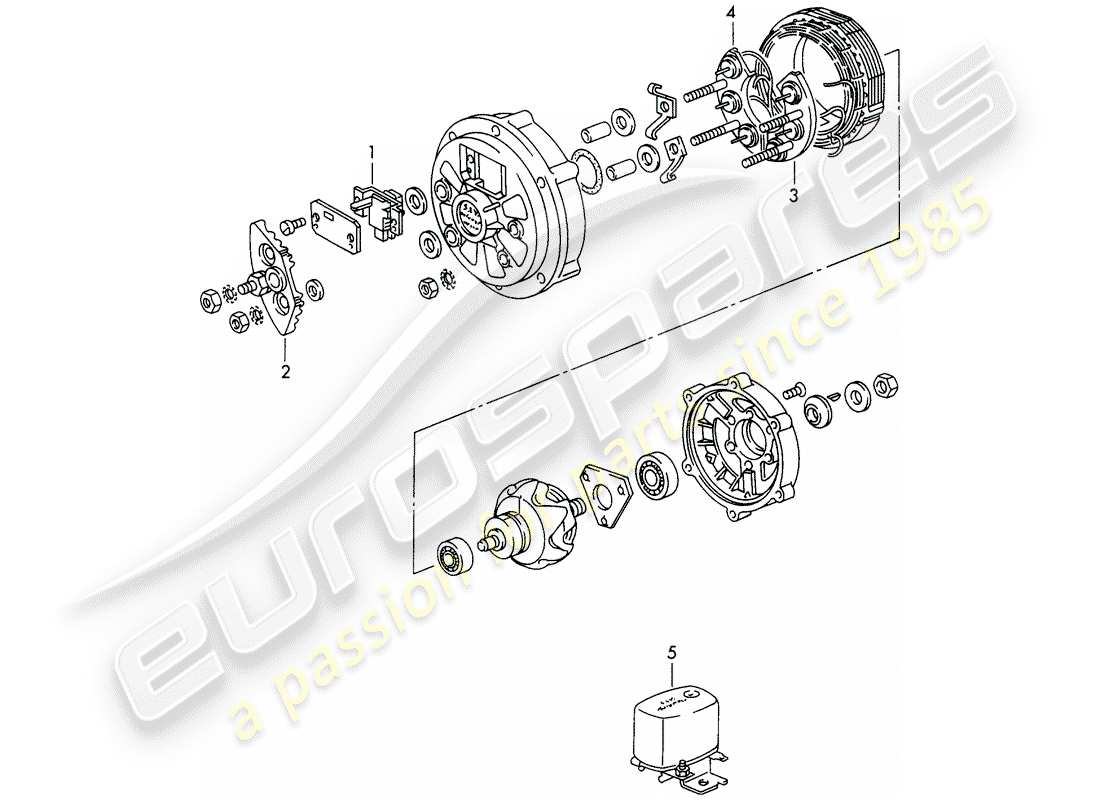 porsche 1966 (911/912) alternator - 490/900 w - d >> - mj 1968 teilediagramm