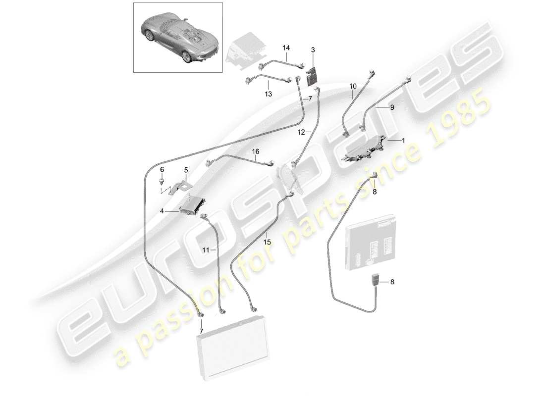 porsche 2015 (918 spyder) antennenverstärker teilediagramm