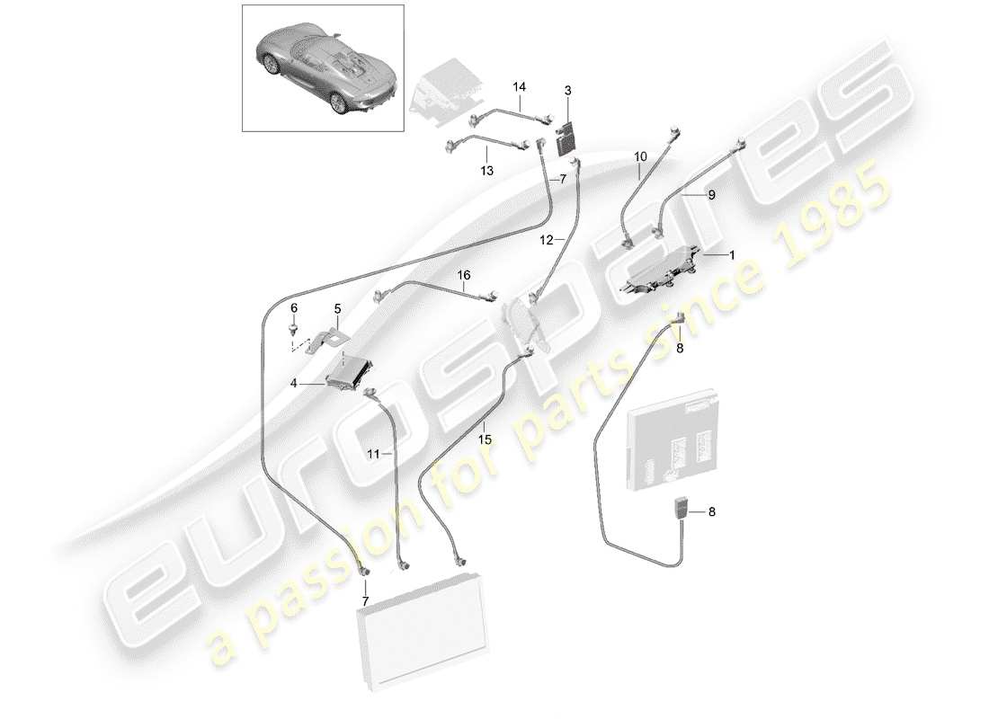 porsche 918 spyder (2015) antennenverstärker teilediagramm