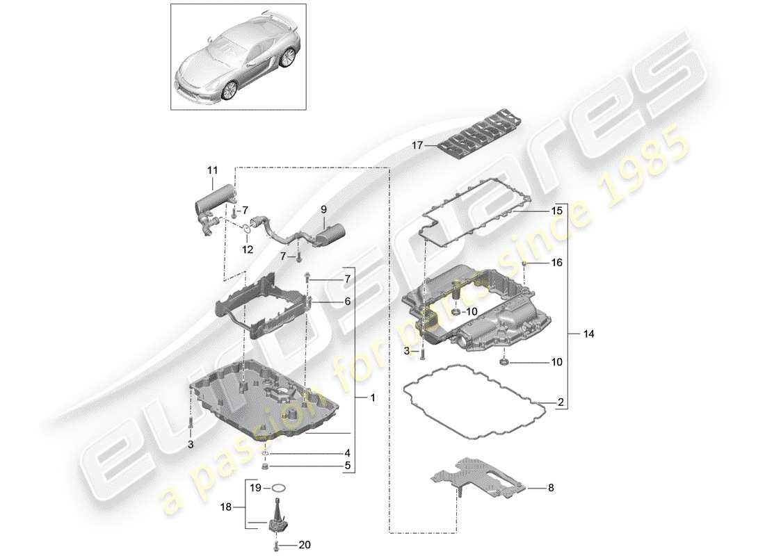 porsche 2016 (981 cayman gt4) ölwanne - ersatzteildiagramm