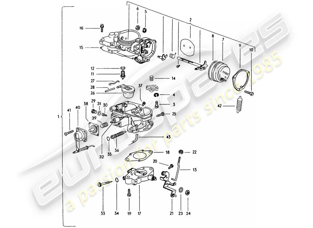 porsche 1974 (914) vergaser-teilediagramm