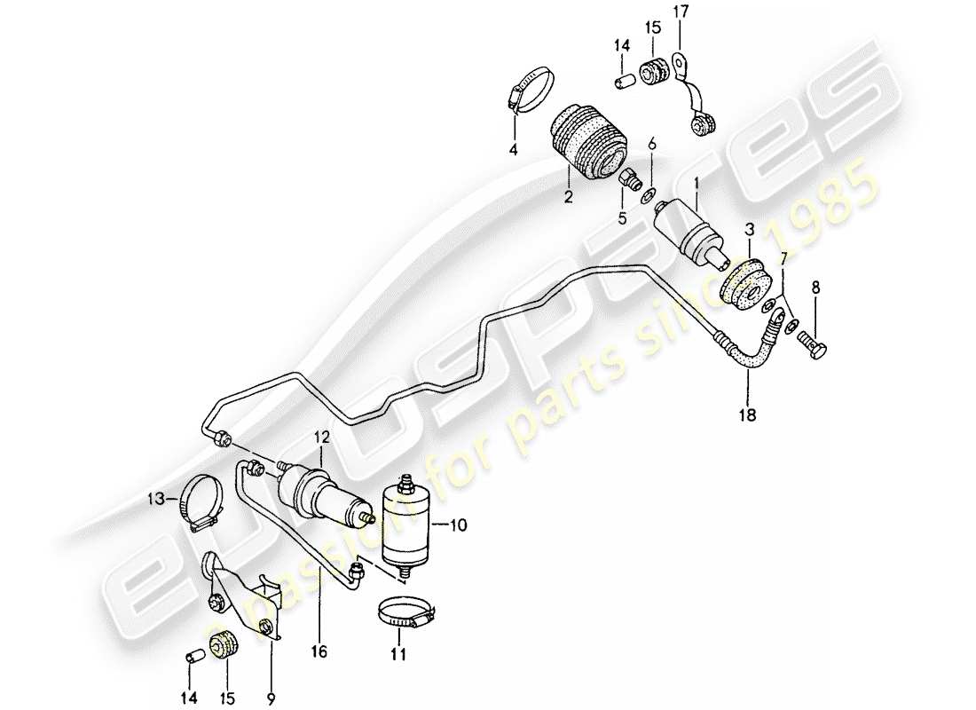 porsche 1993 (964) kraftstoffsystem teilediagramm