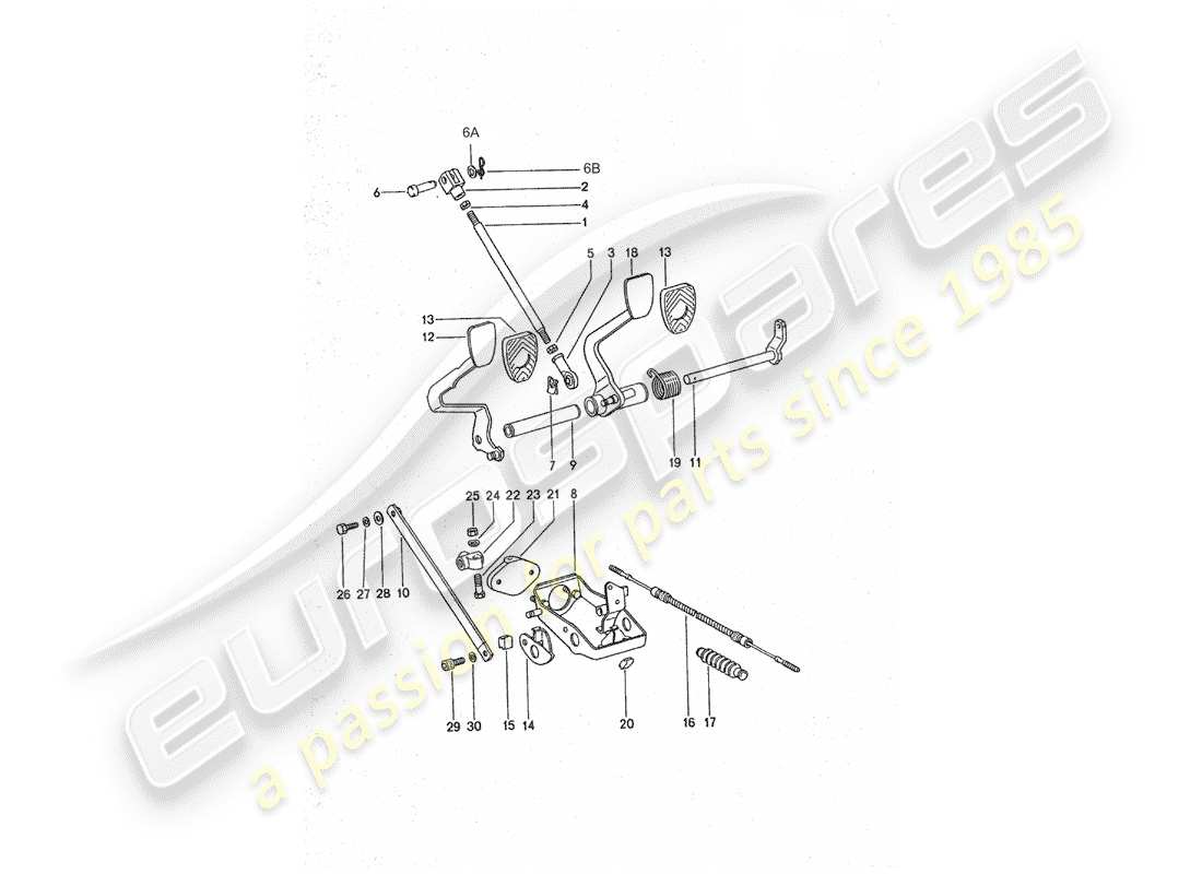 porsche 1977 (911 turbo) pedale - für fahrzeuge mit bremskraftverstärker ersatzteildiagramm