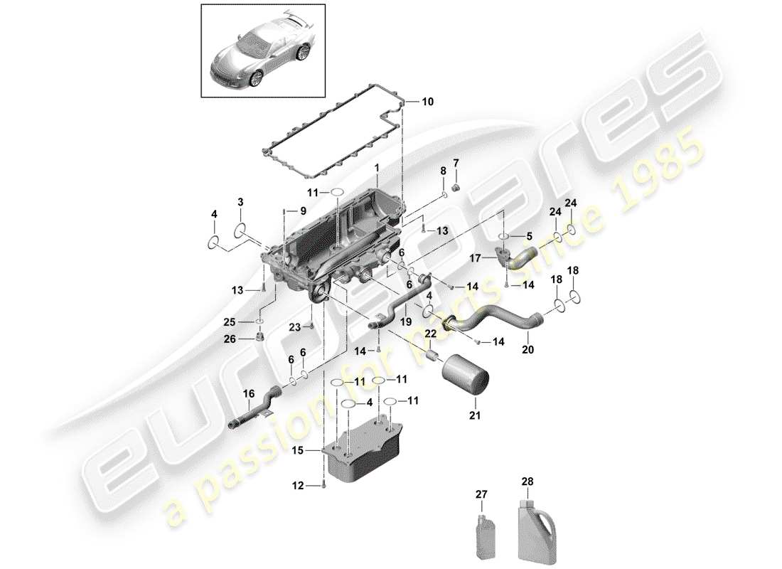 porsche 2014 (991-1 r/gt3/rs) ölfilter ersatzteildiagramm