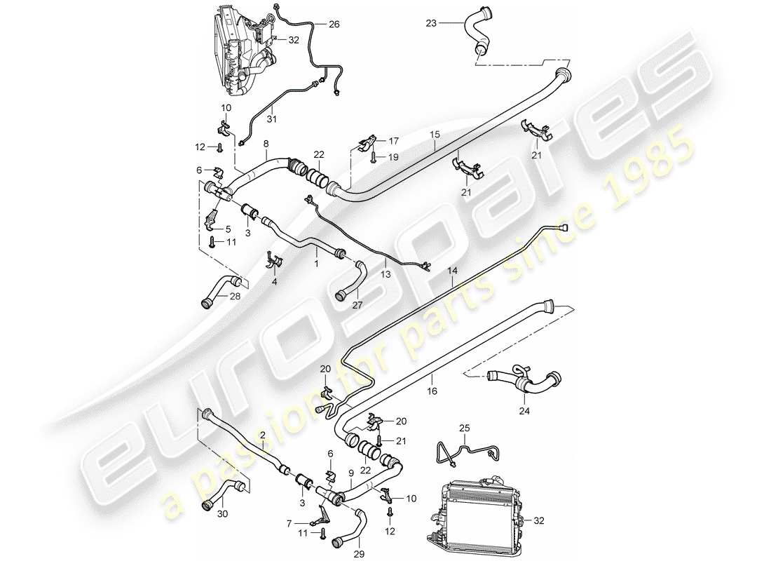 porsche 2011 (997-2 gt3) wasserkühlung 2 ersatzteildiagramm